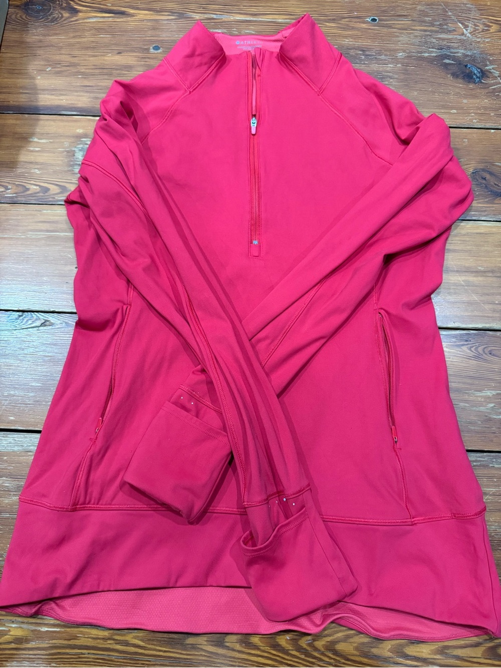 Athleta Vibrant Red Quarter-Zip Performance Pullover